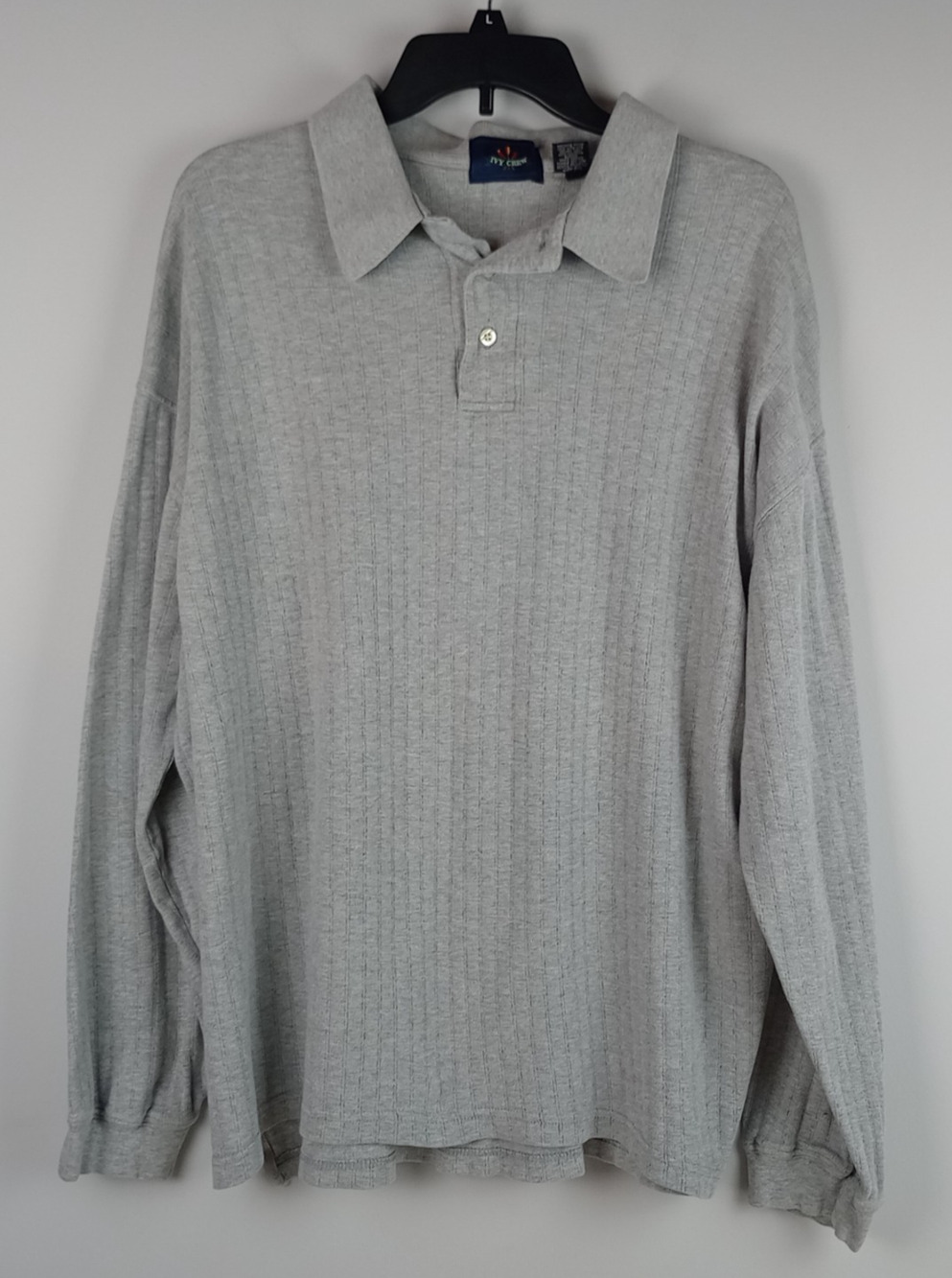 Ivy Crew Mens XXL Light Gray‎ Collared 1/4 Button Up Long Sleeve Sweater Shirt
